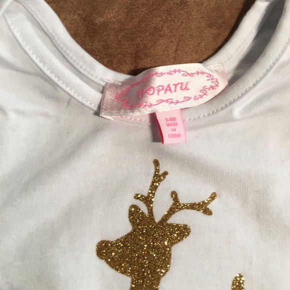 POPATU NWOT AUTHENTIC TUTU ‘OH DEER’ FESTIVE ONESIE WITH RED TRIM TUTU - Picture 4 of 7